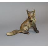 An Austrian cold painted bronze model of a seated fox height 6cm