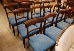 A harlequin set of twelve early Victorian mahogany dining chairs