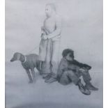Gerald R. Jarman (British, 1930-2014)pencil on paperCoastal Series: 'Standing Man with Boy and Dog'