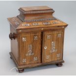 A Victorian mother of pearl inlaid rosewood jewellery cabinet