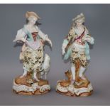 A pair of Continental porcelain figures height 28cm (a.f.)