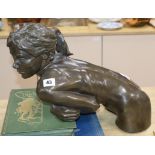 A contemporary resin filled bronze of a girl width 40cm approx,