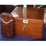 A Dunhill humidor and a crocodile gold mounted crocodile skin cigar case humidor 14.5 x 25cm