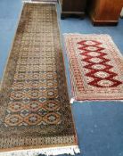 A Bokhara style runner, 360 x 84cm, together with a smaller Bokhara style rug