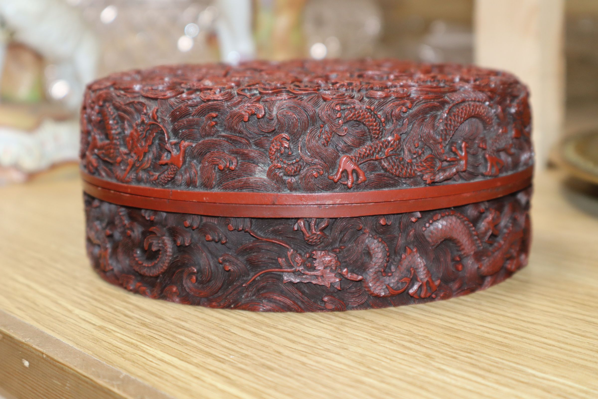 A Chinese bronze vase, a Persian dish and a 'Dragon' box dish diameter 36cm - Image 8 of 20