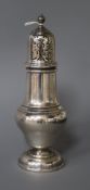 A George V silver sugar caster, Chester 1929, 17.2cm.