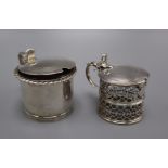 A George III pierced silver mustard pot(no liner), Samuel Meriton II, London, 1772 and a William