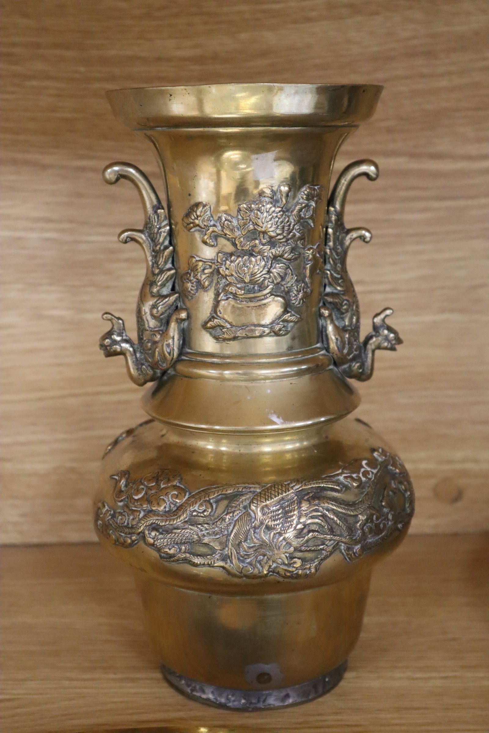 A Chinese bronze vase, a Persian dish and a 'Dragon' box dish diameter 36cm - Image 15 of 20