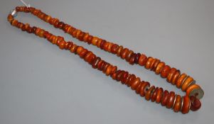 An amber bead necklace