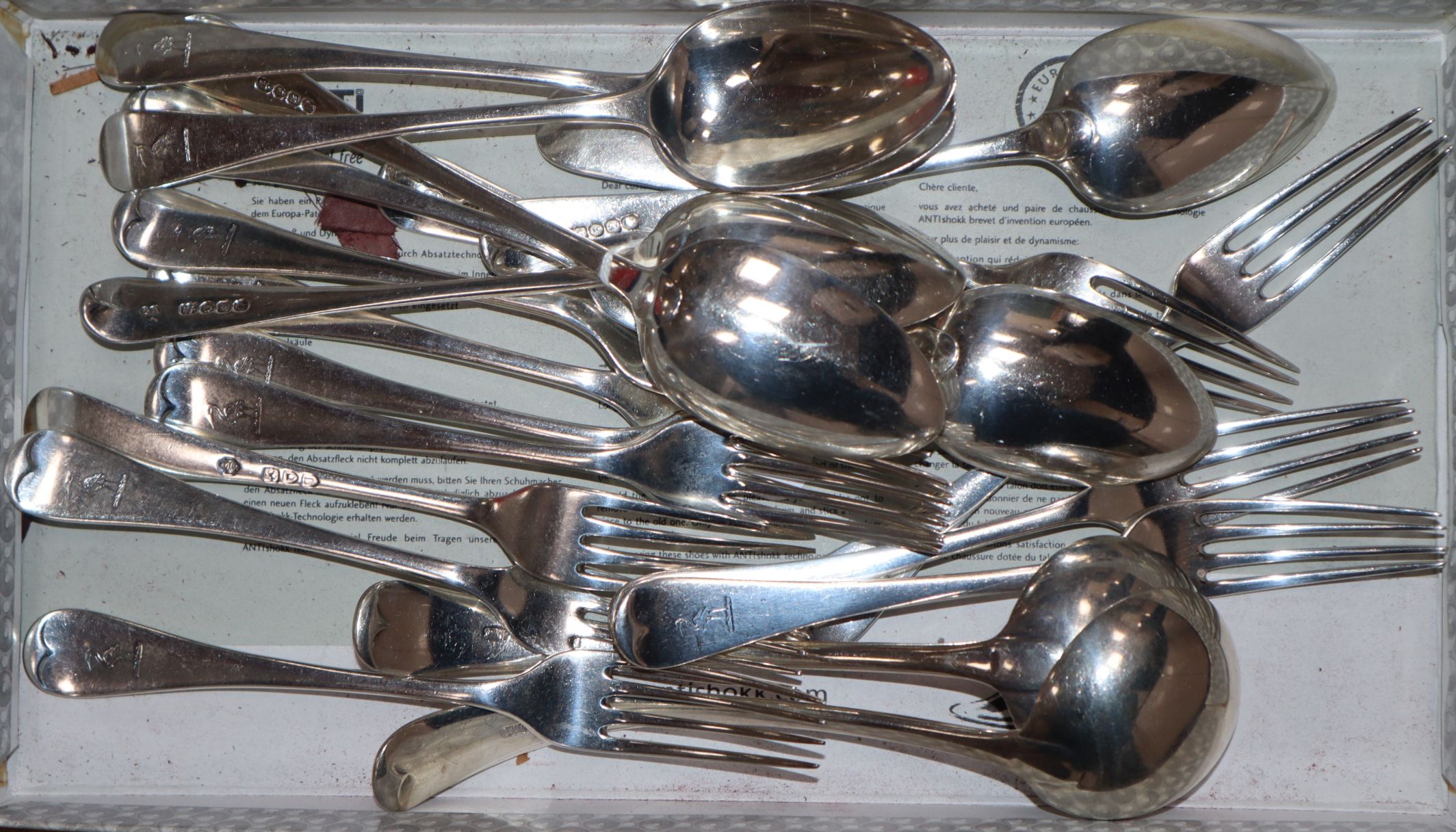 A set of twelve Victorian silver Old English pattern dessert forks, William Hutton & Sons, London,
