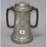 A Victorian pewter two handled cup height 27cm