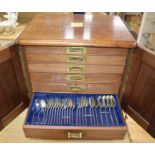 An extensive Victorian canteen of Albany pattern plated flatware, in a fitted mahogany box