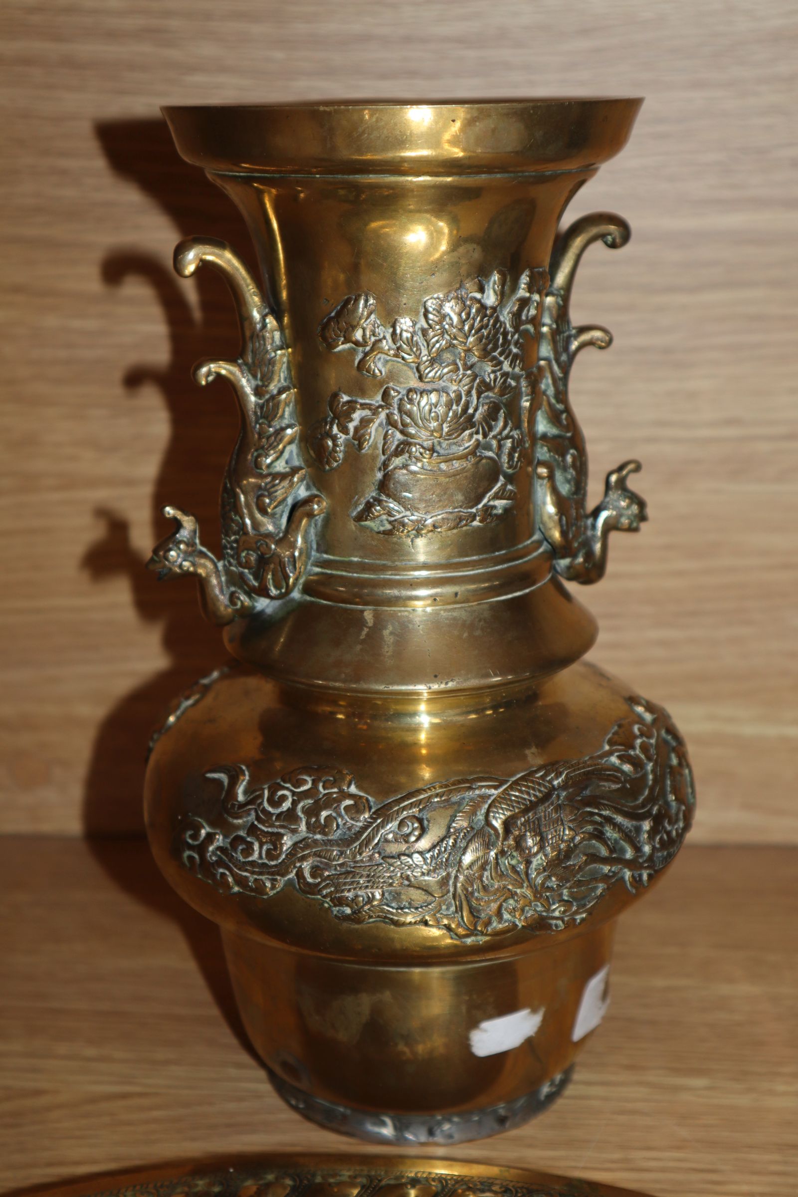 A Chinese bronze vase, a Persian dish and a 'Dragon' box dish diameter 36cm - Image 13 of 20