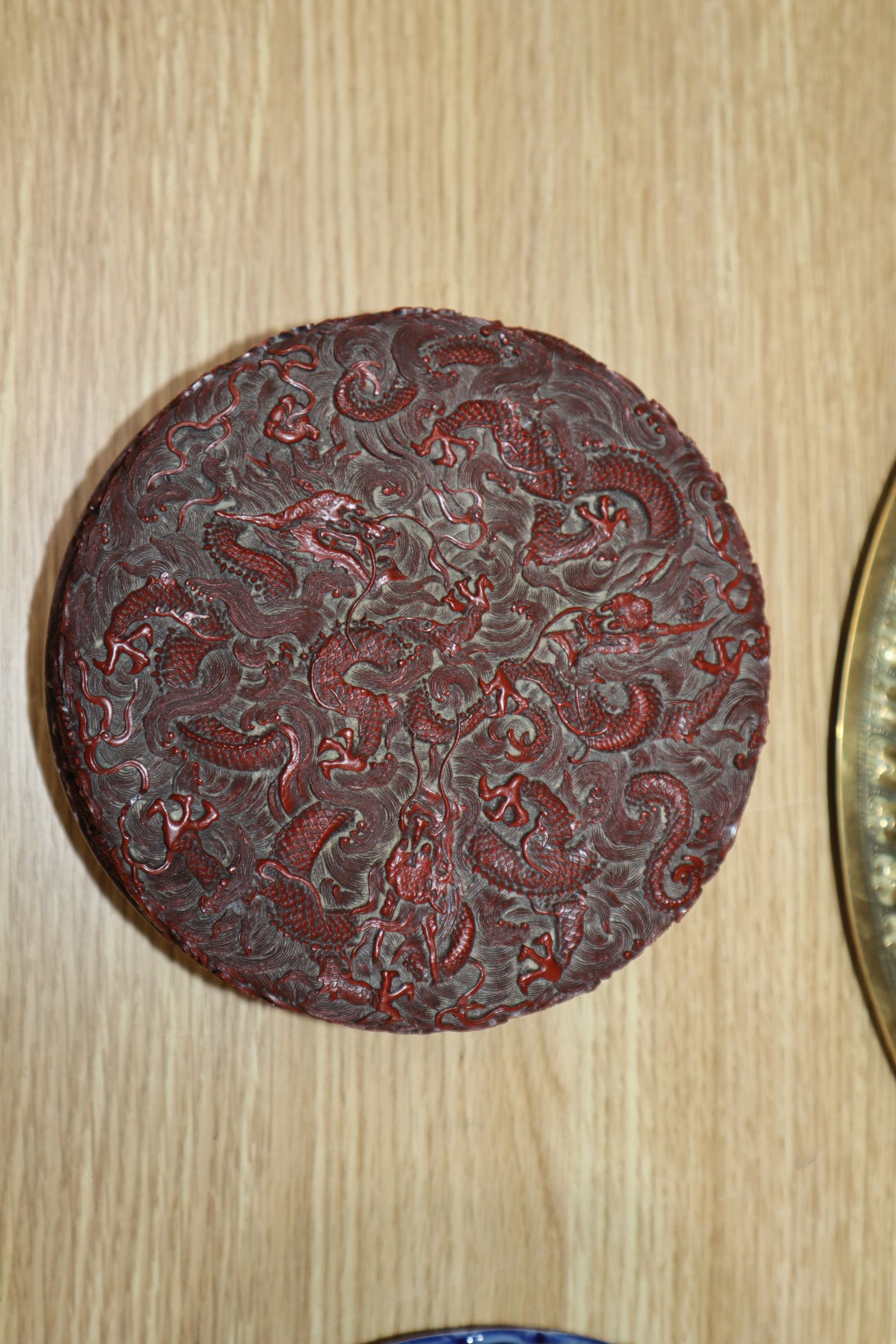 A Chinese bronze vase, a Persian dish and a 'Dragon' box dish diameter 36cm - Image 2 of 20