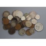 A group of Victoria farthings and UK silver coinage, Elizabeth I to George V