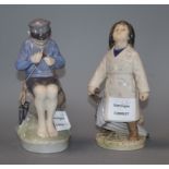 Two Royal Copenhagen figures: 'Boy in raincoat', 3556 and 'Fisher Boy', 905