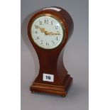 An Edwardian mahogany balloon timepiece height 24cm