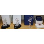 Three Swarovski glass figures: 'The Masquerade Harlequin' 2001 (2), 'Magic of Dance Antonio' 2003,