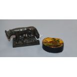 A Victorian snuff box and a bronze of Romulus and Remus
