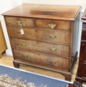 An early 18th century walnut chest W.94cm