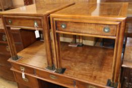 A pair of American Henredon walnut occasional tables W.56cm