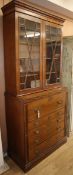 An oak secretaire bookcase W.98cm