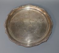 A George V silver salver, Henry Matthews, Birmingham, 1924, 25.5cm, 12.5 oz.