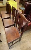 Five 18th century Provincial mahogany wood seat chairs