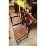 Five 18th century Provincial mahogany wood seat chairs