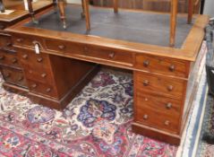 A Victorian mahogany pedestal desk W.138cm