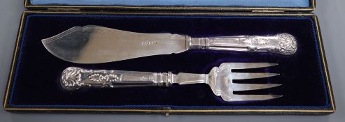 A cased pair of late Victorian silver fish servers, George Howson, Sheffield, 1896.