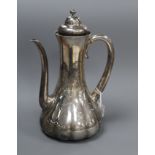 A late 19th century Tiffany & Co sterling hot water pot, engraved with ornate monogram, 22.5cm,