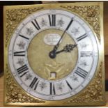 A George III hour longcase clock movement, with square brass dial signed John Bonsall, Breason 29cm