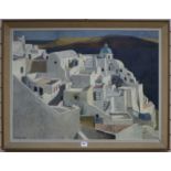 Anne Wright, oil on canvas, 'Thira, Santorini, Greece', signed and dated 1969, 73 x 98cm