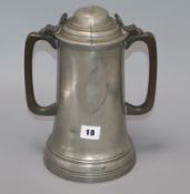 A Victorian pewter two handled cup height 27cm