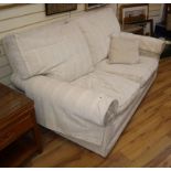 A pair of upholstered sofas made by F & M Steed W.175cm