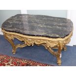 A marble top Continental low table W.104cm