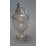 A Regency glass sweetmeat vase and cover overall height 29cm