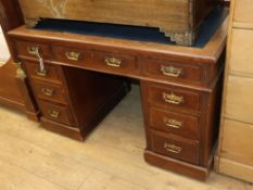 A late Victorian mahogany pedestal desk W.122cm