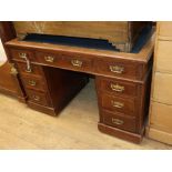 A late Victorian mahogany pedestal desk W.122cm