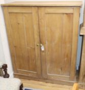 A Victorian pine two door cupboard W.107cm