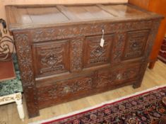 An 18th century mule chest W.138cm