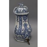 An 18th century Delft blue and white cistern overall height 37cm