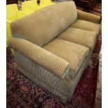 A three seater upholstered sofa bed with metal action by Wesley Barrell 196cm