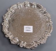 A Victorian silver foliate engraved salver, London 1839, by Reilly and Sumner, 24cm, 19 oz.