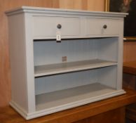 A grey painted two drawer side cabinet W.110cm