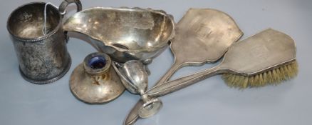 A Victorian silver christening mug, London, 1869 and other minor silver.