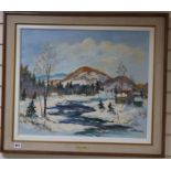 Walter Pranke, oil on canvas, 'Quebec, Winter 1973', signed, 50 x 60cm