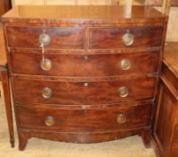 A Regency mahogany bowfront chest W.106cm