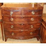 A Regency mahogany bowfront chest W.106cm